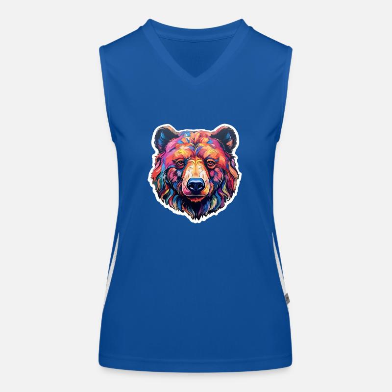 Bär psychedelisch und bunt Funktionelles Kontrast-Tank Top für Frauen