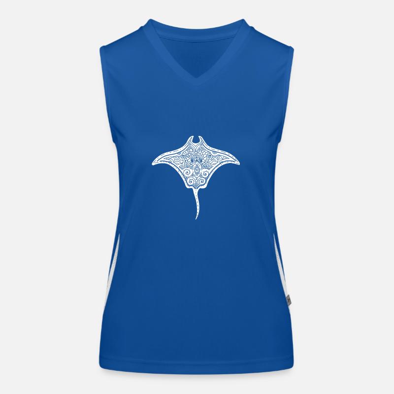 Hypnotisierende Rochen-Line-Art Funktionelles Kontrast-Tank Top für Frauen
