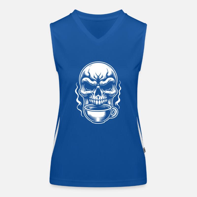 Skull mit Kaffeebecher Kaffee Funktionelles Kontrast-Tank Top für Frauen