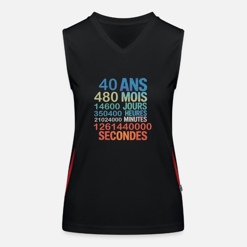 40 Ans – 480 Mois, 14600 Jours...Secondes Funktionelles Kontrast-Tank Top für Frauen