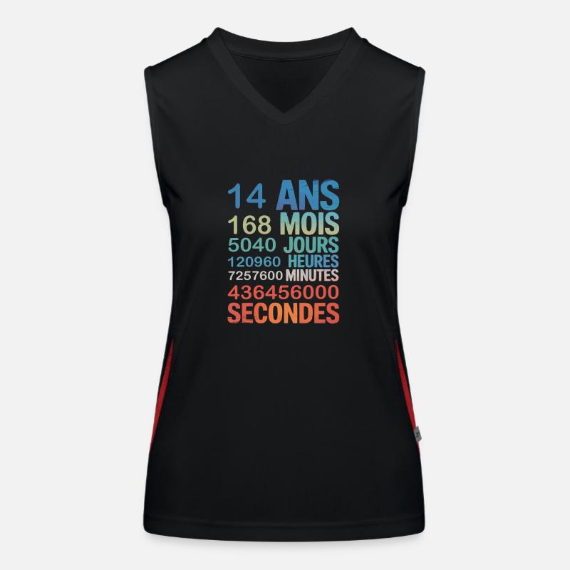 14 Ans en Secondes – Design Anniversaire Original Women's Functional Contrast Tank Top