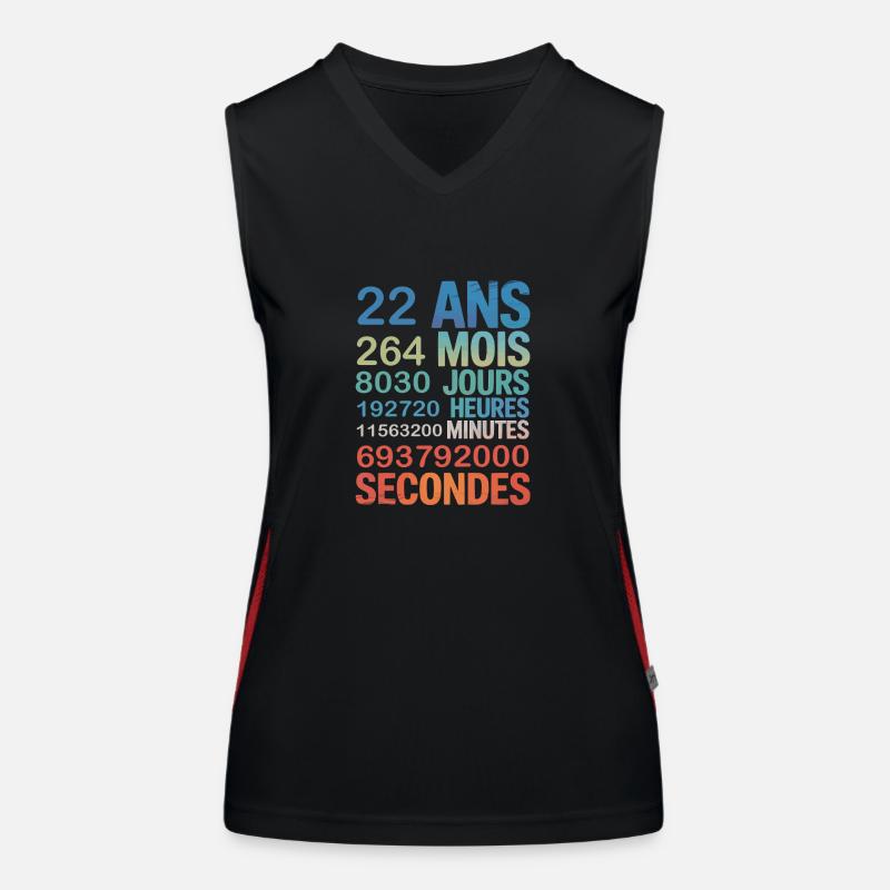 22 ans en secondes – Design Anniversaire Original Débardeur respirant contrasté Femme