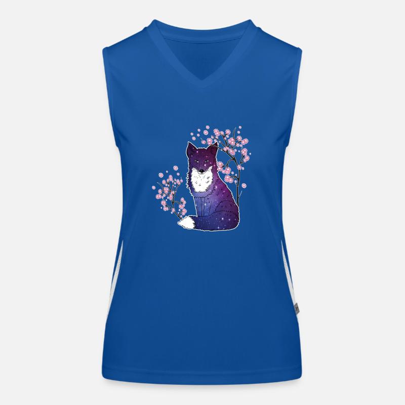 Fuchs Japanisch Kirschblüten Geschenk Funktionelles Kontrast-Tank Top für Frauen