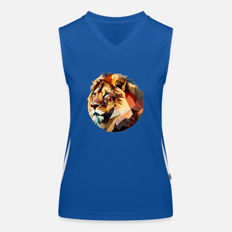 Vector Lion's Head Profile Gift Women's Functional Contrast Tank Top
