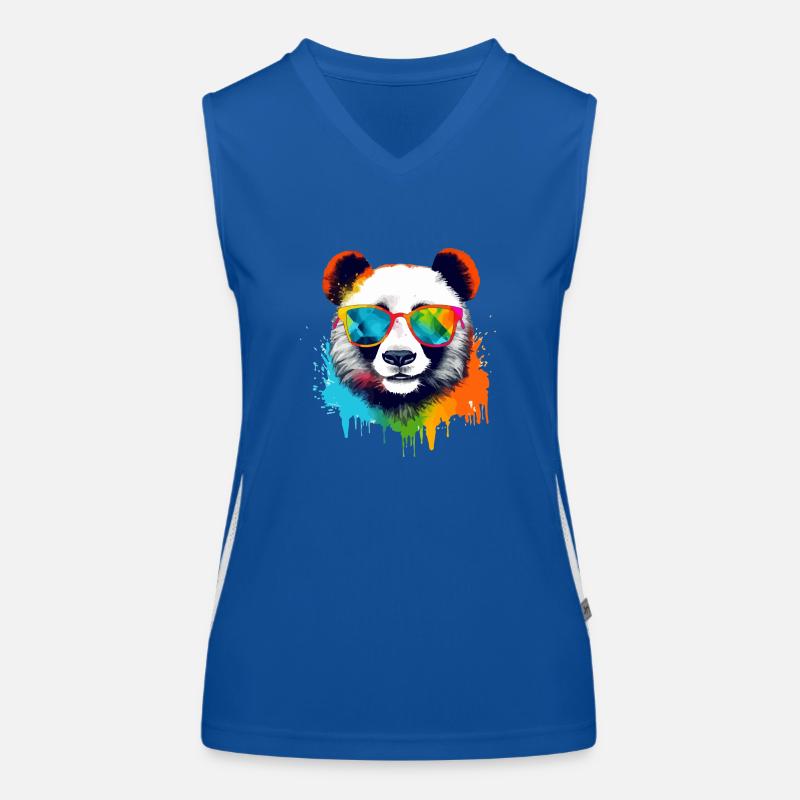 Cooli the bespectacled panda Women's Functional Contrast Tank Top