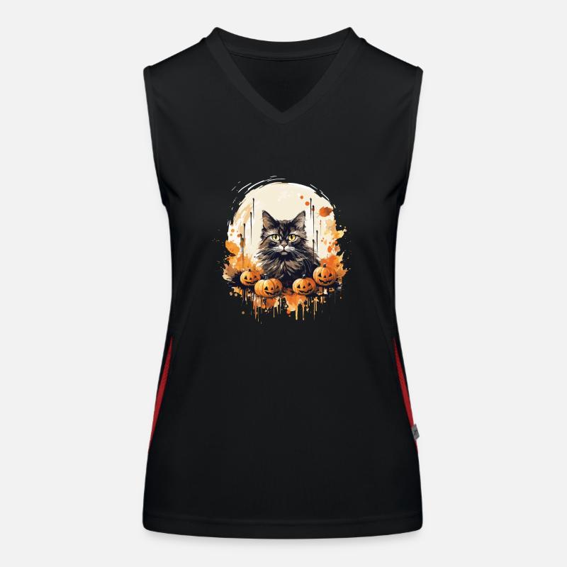Main Coon Automne Halloween Chaton chat Débardeur respirant contrasté Femme