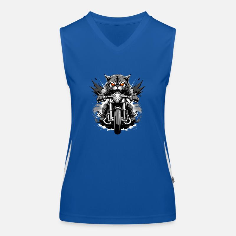 Angry Cat ride Motorcycle Funktionelles Kontrast-Tank Top für Frauen