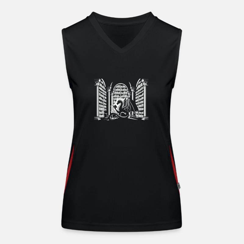 "Dragon Librarian" - Women's Functional Contrast Tank Top - black/red