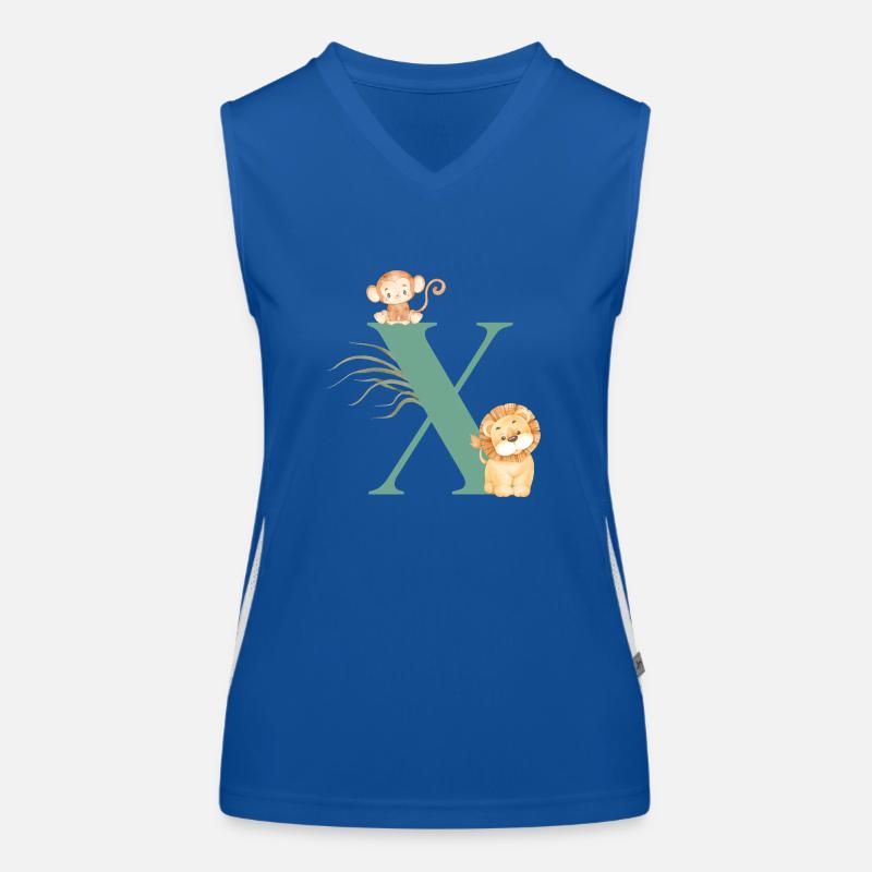 Buchstabe x Grüne Dschungeltiere Funktionelles Kontrast-Tank Top für Frauen