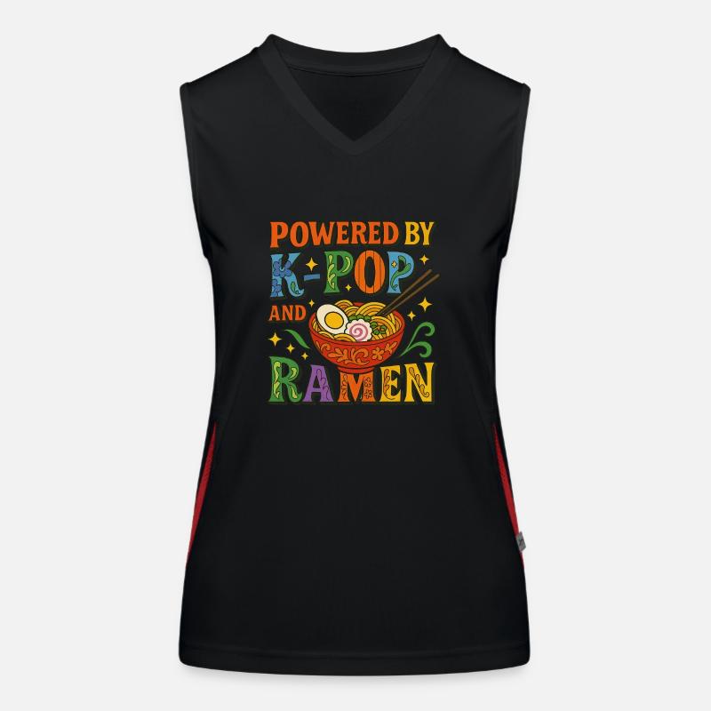 Powered by K-Pop and Ramen Women's Functional Contrast Tank Top
