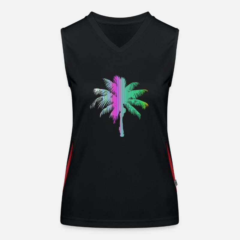 Tropical Beach Paradise Palm Trees Rainbow 3 Women's Functional Contrast Tank Top