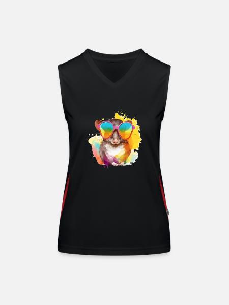 Mix the spectacled shrew - Women's Functional Contrast Tank Top - black/red - Front