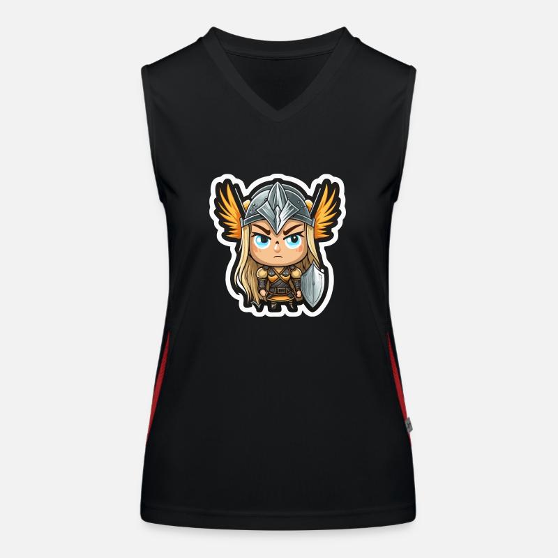 Ingrid, the Protector: Cartoon Valkyrie Ingrid Women's Functional Contrast Tank Top