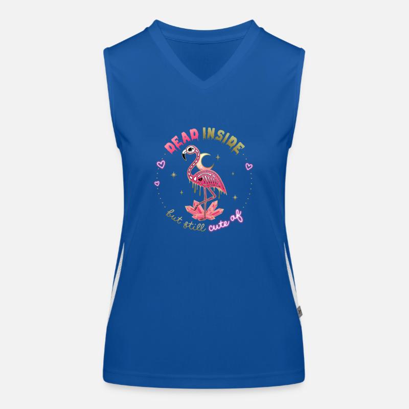 Dead Inside but still Cute AF Skeleton Flamingo Women's Functional Contrast Tank Top