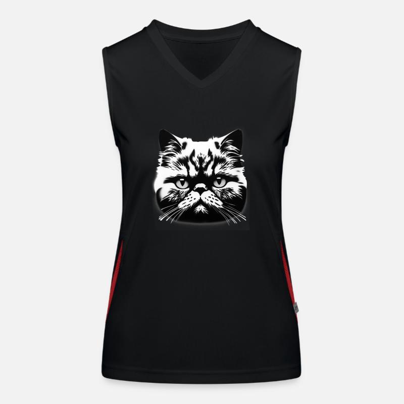 Runde moppelige Katze Kater Funktionelles Kontrast-Tank Top für Frauen