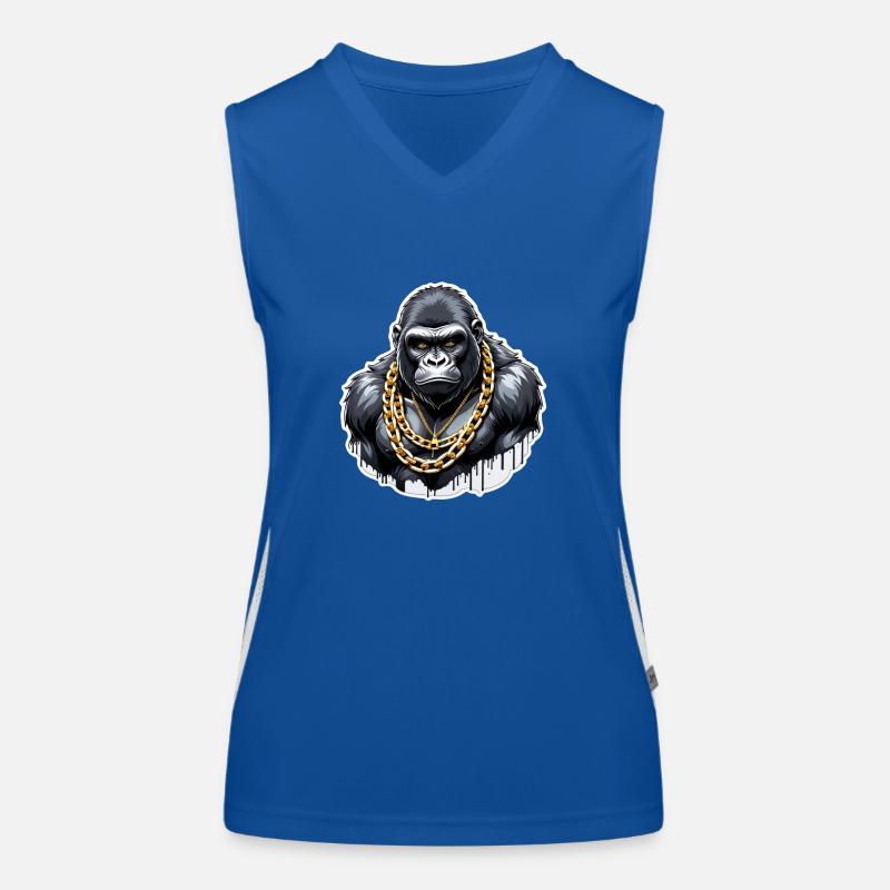 Gorilla with Gold Chain Women's Functional Contrast Tank Top
