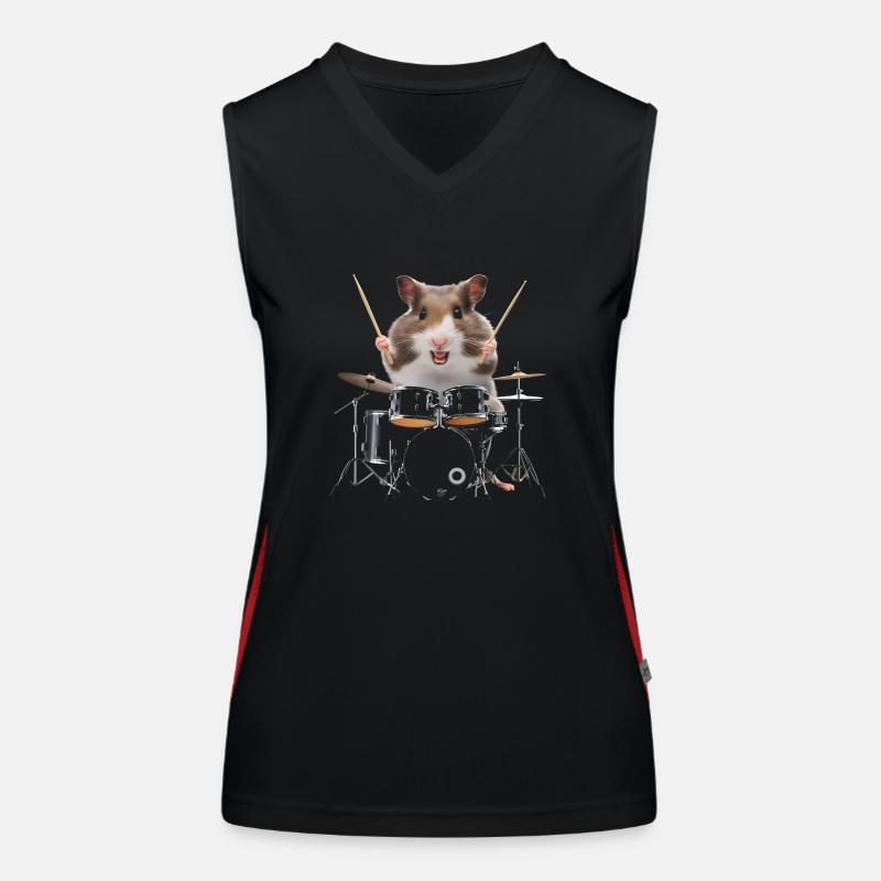 Hamster Schlagzeug Funktionelles Kontrast-Tank Top für Frauen