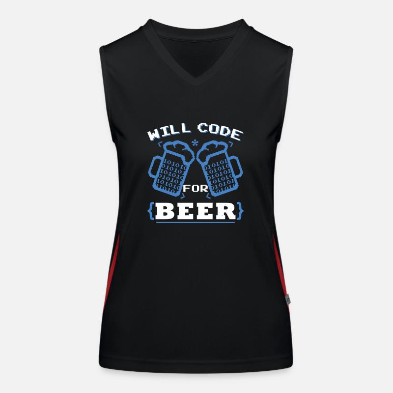 Will Code For Beer | Programmierer Codierung Funktionelles Kontrast-Tank Top für Frauen