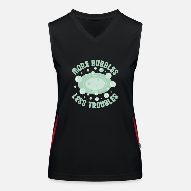 More Bubbles Less Troubles Soapmaking Soapmaker Funktionelles Kontrast-Tank Top für Frauen