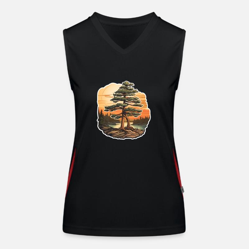 Pine tree at dusk Women's Functional Contrast Tank Top