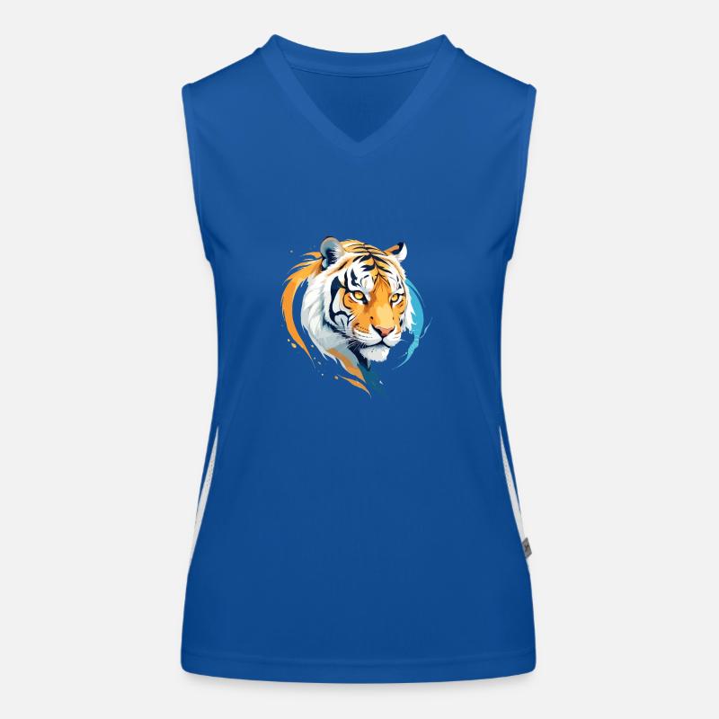 Tiger Vektor Kunst mit lebendigen Farben Illustration Funktionelles Kontrast-Tank Top für Frauen