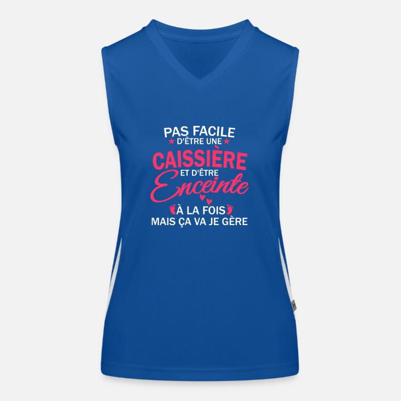 caissière et enceinte / humour caissière enceinte Débardeur respirant contrasté Femme