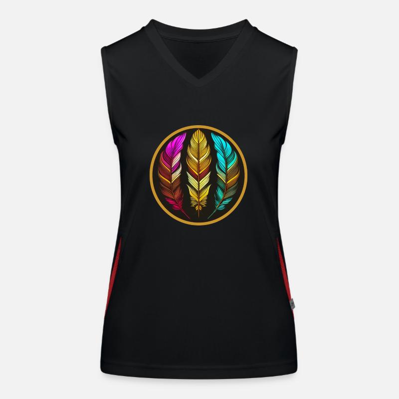 Emblem der 3 Federn Funktionelles Kontrast-Tank Top für Frauen