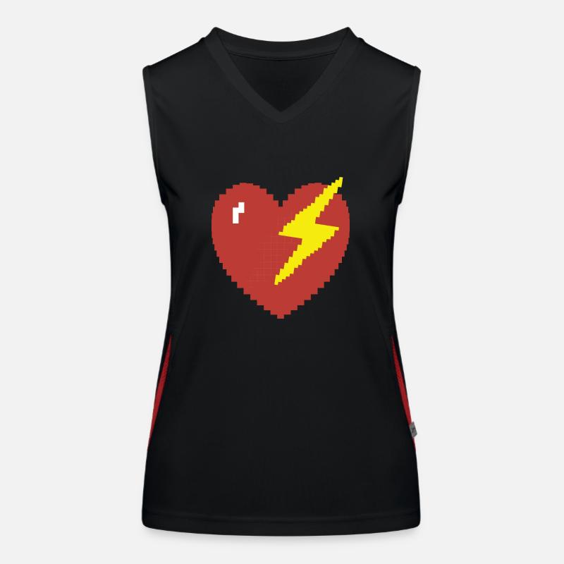 Herz Blitz Pixel Gamer Geschenk Funktionelles Kontrast-Tank Top für Frauen