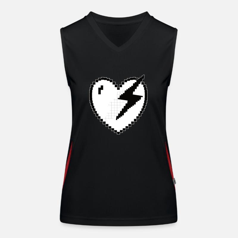 Herz Blitz Pixel Gamer Geschenk Funktionelles Kontrast-Tank Top für Frauen