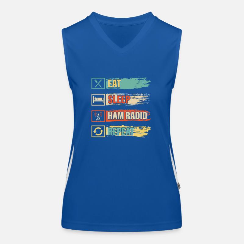 Eat sleep ham radio repeat Operator Amateur Funktionelles Kontrast-Tank Top für Frauen