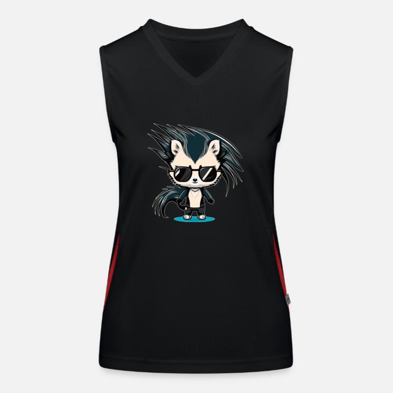 A cool skunk with sunglasses Comic Look Women's Functional Contrast Tank Top