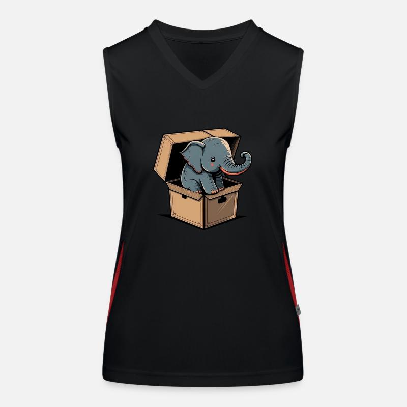 Netter Elefant in einer Kiste Funktionelles Kontrast-Tank Top für Frauen
