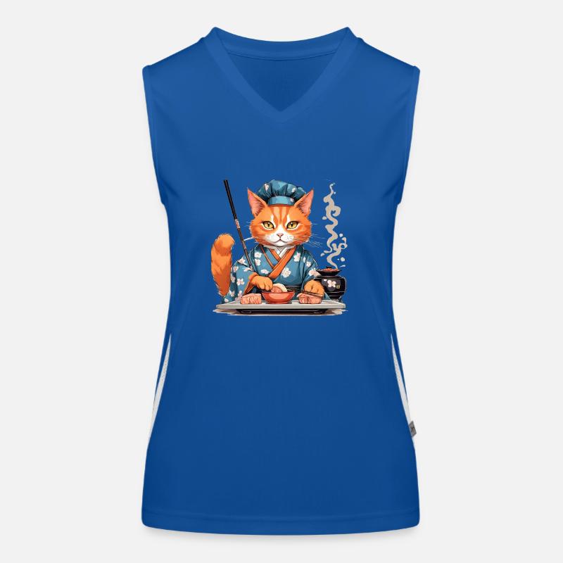 Sushi Katze Funktionelles Kontrast-Tank Top für Frauen