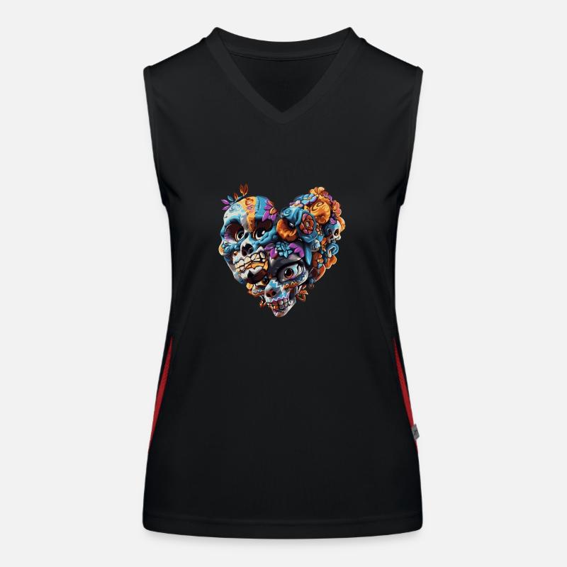 Herz-Schädel Funktionelles Kontrast-Tank Top für Frauen