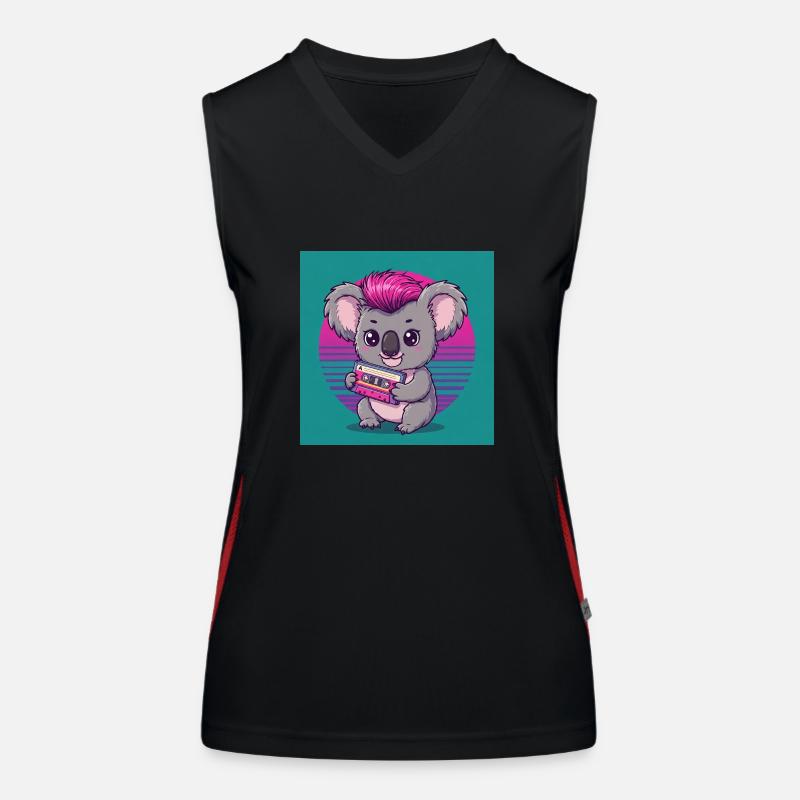 Cute Koala with Cassette - 80s Vibes Women's Functional Contrast Tank Top