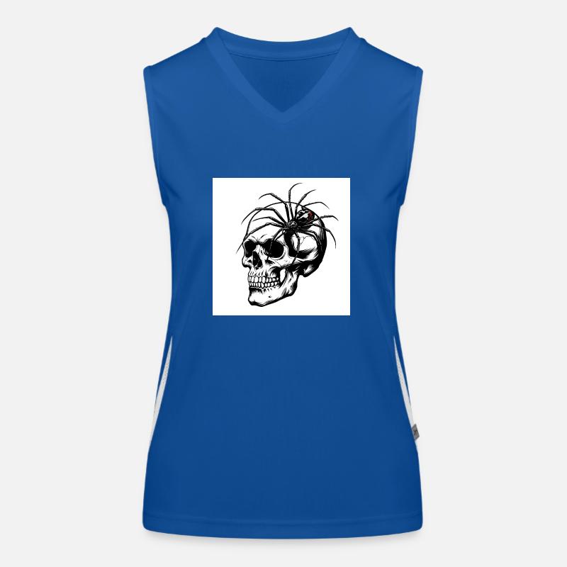 Totenkopf & Spinne – Netz des Todes Funktionelles Kontrast-Tank Top für Frauen