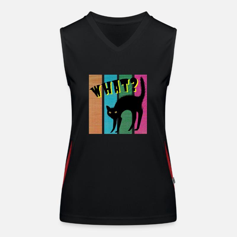 What? cat Funktionelles Kontrast-Tank Top für Frauen