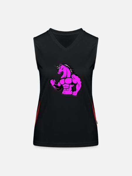 Licorne forte - Débardeur respirant contrasté Femme - noir/rouge - Devant