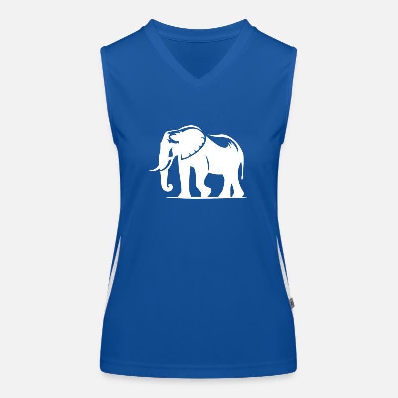 Large elephant silhouette with tusks Women's Functional Contrast Tank Top