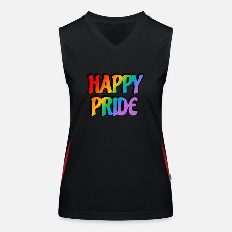 Happy Pride rainbow text Women's Functional Contrast Tank Top
