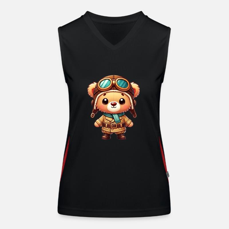 Teddybär Pilot Funktionelles Kontrast-Tank Top für Frauen