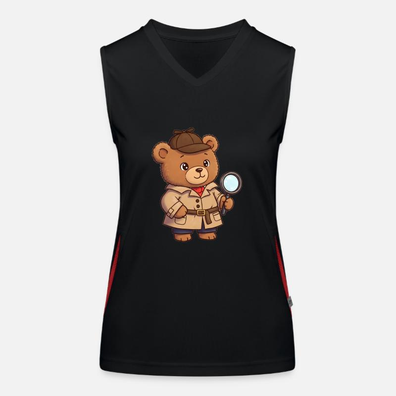 Teddy Bear Detective Women's Functional Contrast Tank Top