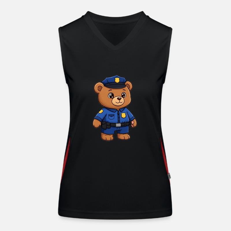 Teddy Bear Policeman Women's Functional Contrast Tank Top