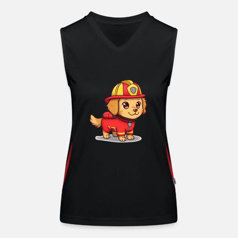 Animal Cartoon Fire Dog Women's Functional Contrast Tank Top
