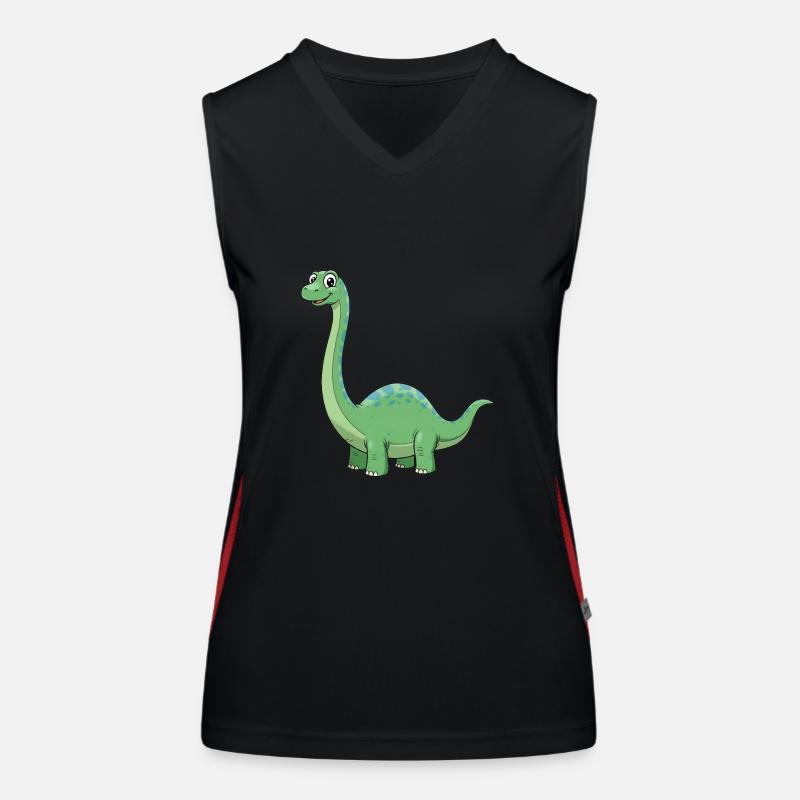 Dino Cartoon Diplodocus Funktionelles Kontrast-Tank Top für Frauen