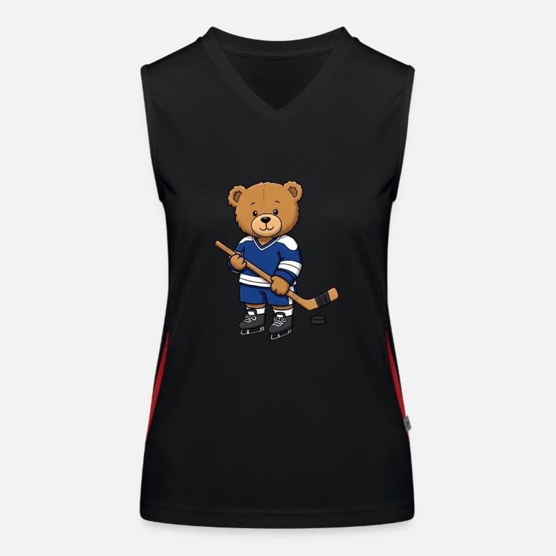 Teddybär Eishockeyspieler Funktionelles Kontrast-Tank Top für Frauen