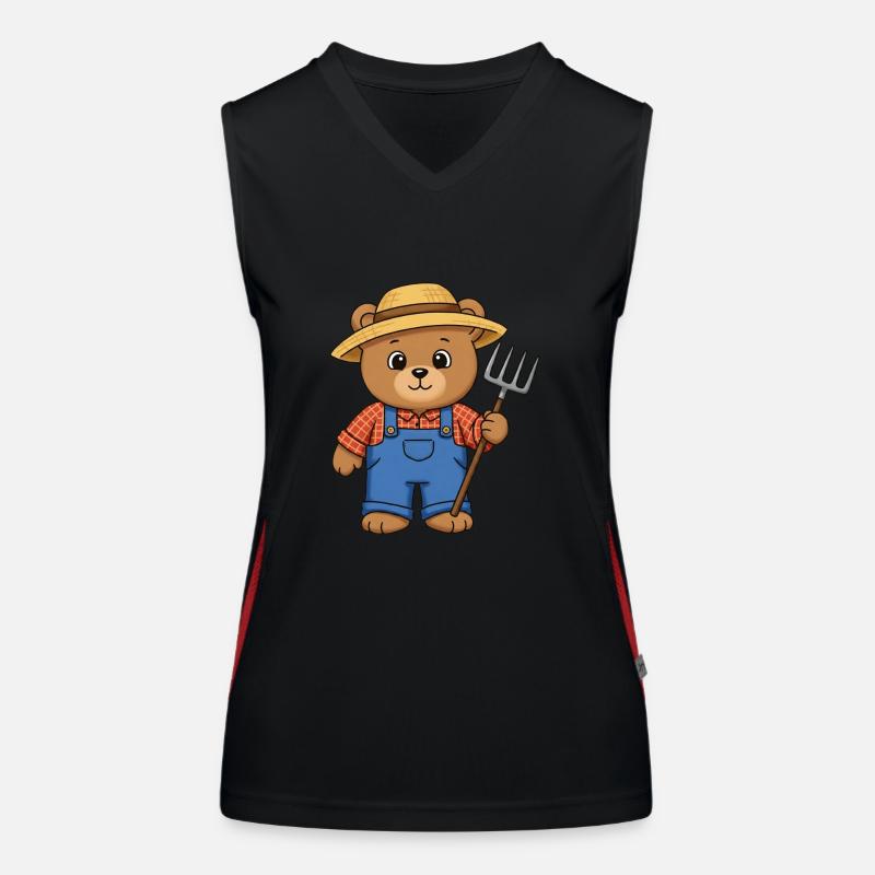 Teddybär Farmer Funktionelles Kontrast-Tank Top für Frauen