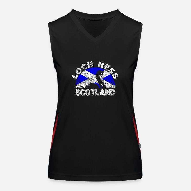 Distressed Loch Ness Monster Scotland Flag Women's Functional Contrast Tank Top