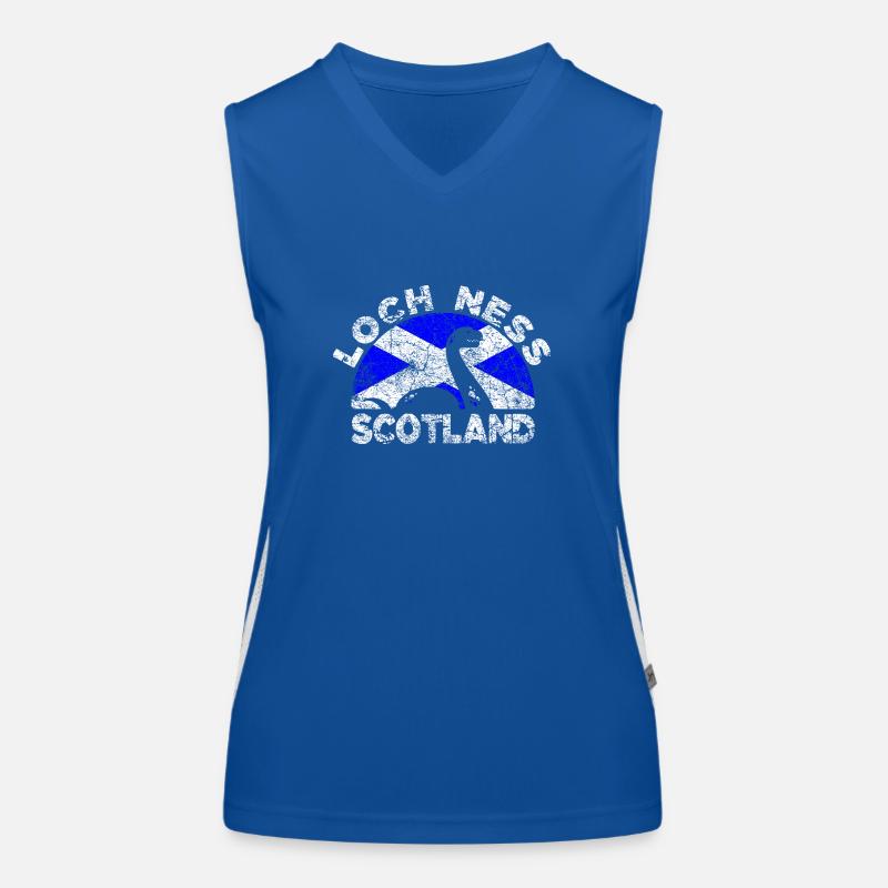 Distressed Loch Ness Monster Schottland Flagge Funktionelles Kontrast-Tank Top für Frauen