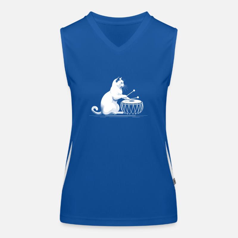 Rhythmikatze - Katze spielt Tonga Funktionelles Kontrast-Tank Top für Frauen